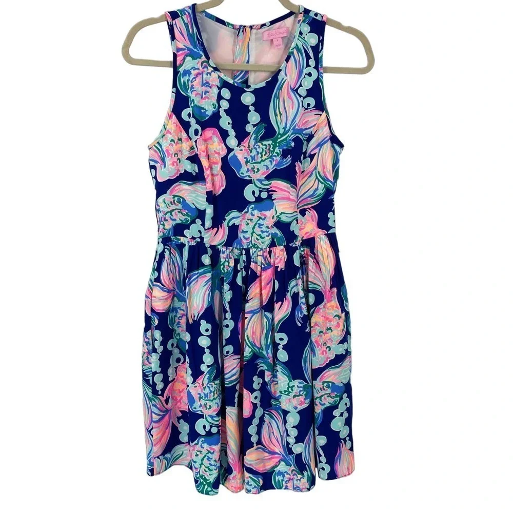 Lilly Pulitzer 2 Kassia Fit And Flare Dress True Blue Going Coastal 23240 - Picture 4 of 12